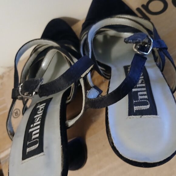 UNLISTED Velvet Black High Heels 5.5 Cuban Strappy sling back Formal Sexy! - Picture 10 of 11